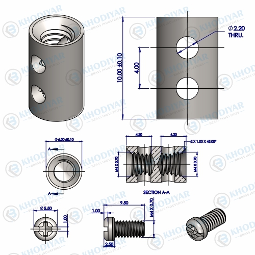 BRASS CONNECTOR WITH SCREWS